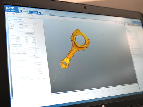 3D-Modell eines Maschinenbauteils am Bildschirm