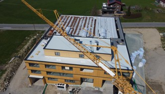 Luftaufnahme des Baufortschritts am neuen Firmenstandort